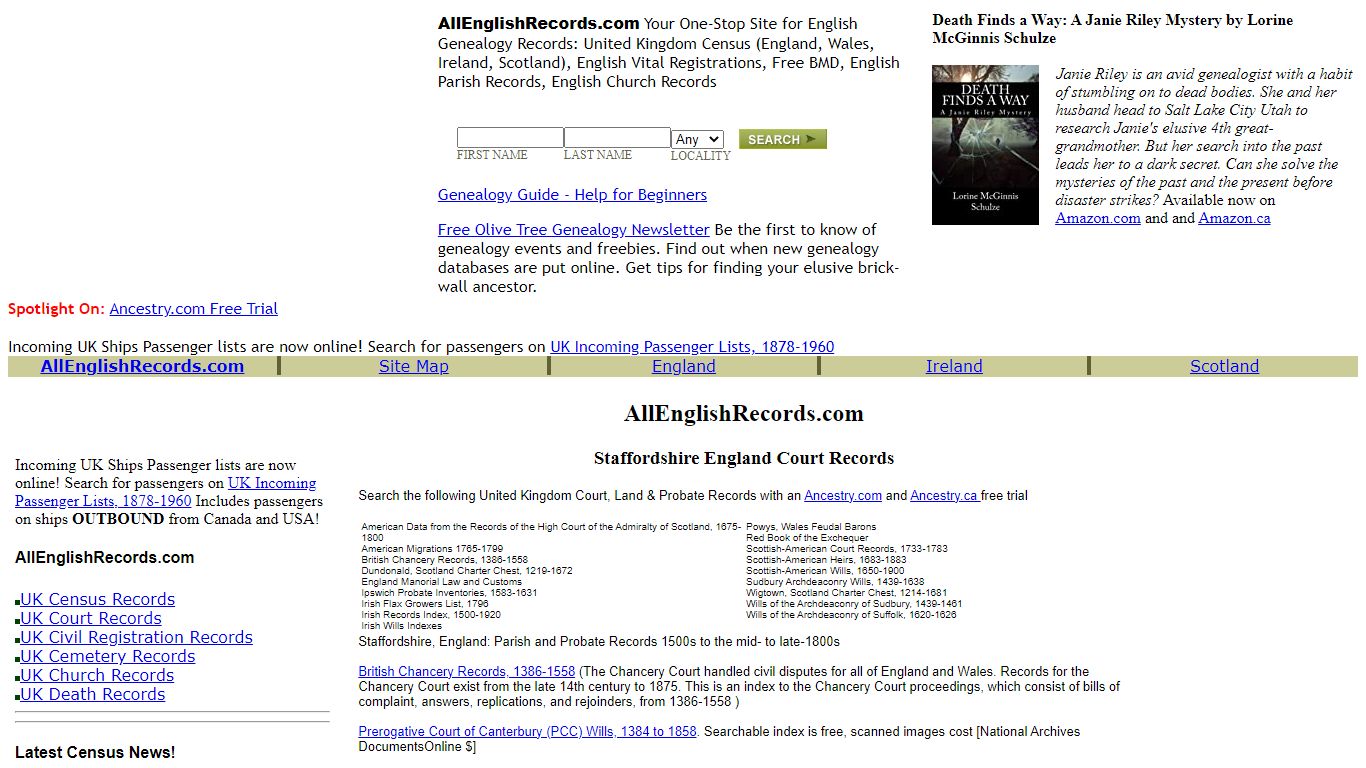 Staffordshire Court Records on AllEnglishRecords.com